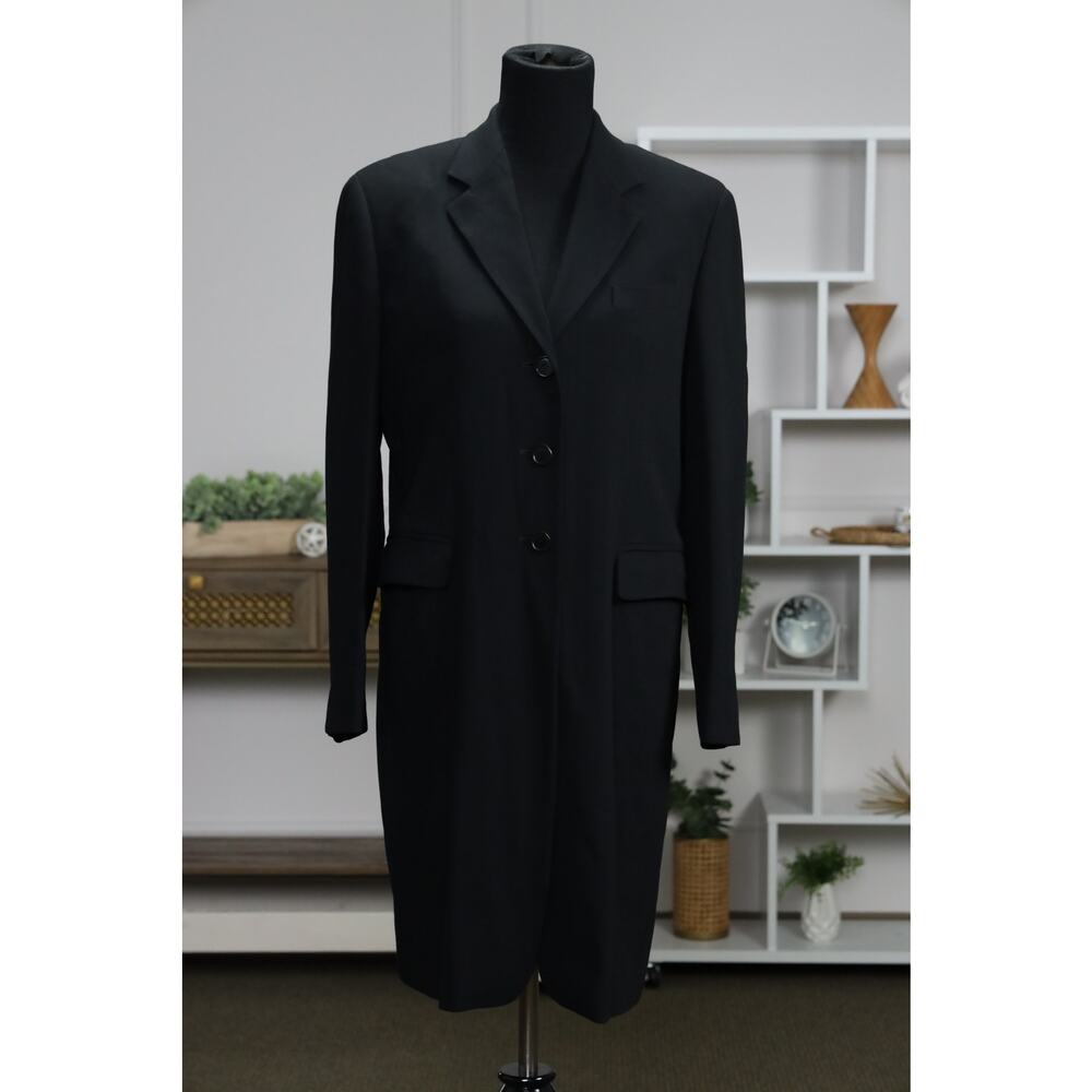Max Mara Made In Italy Virgin Wool Longline Blazer Coat Black Quiet Luxury 8 - Picture 4 of 16